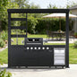 Castelle Flame Amalfi 97-Inch 4-Burner 72K BTU LP Outdoor Kitchen Grill Island With Wine Cooler, Rotisserie, Cabinets, And Granite Countertops (SAK70319)