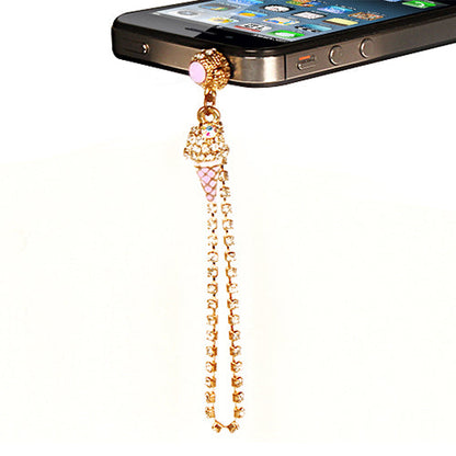 Luxury Crystal Diamond Ice Cream Dust Plug Pendant