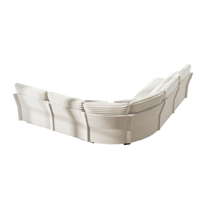 5 Seater L Shaped Sectional Sofa With Curved Corner, 7 Pillows