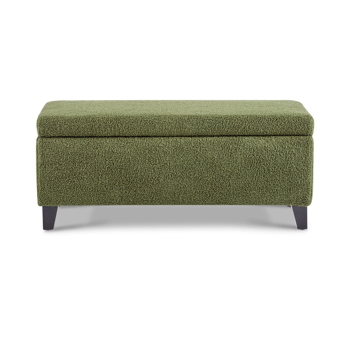 Storage Ottoman with Flip-Top Lid, Easy Assembly, Boucle Fabric & Rubber Wood Legs