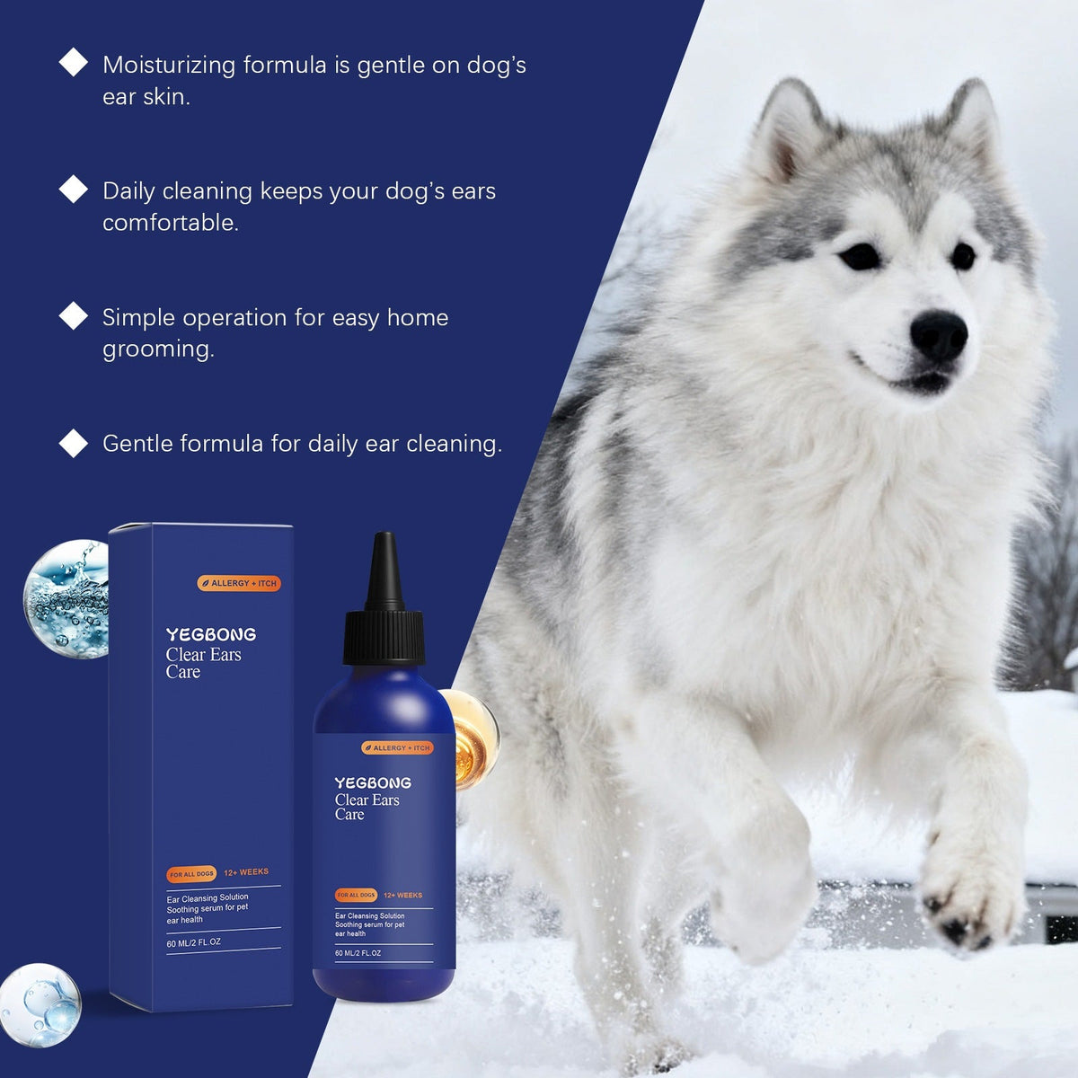 Yegbong Dog Ear Cleaner Contains Mint  For Gentle, Odor-Free Daily Care