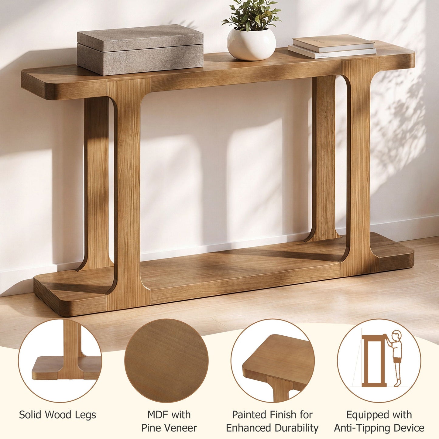 Console Table & Bottom Shelf - Walnut
