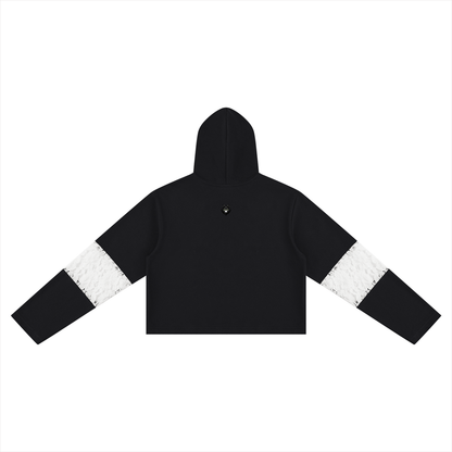 Loki & Ivy Women’s Cropped Lace-Panel Hoodie