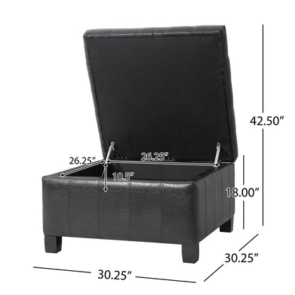 Square Tufted Indoor Ottoman With Lift-Top Storage