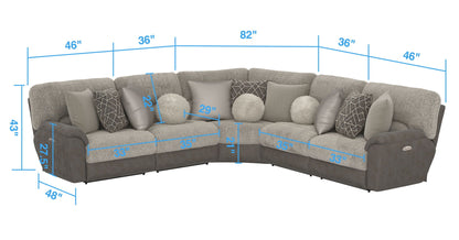 Rendezvous - 5 Piece Modular Sectional With 3 Reclining Seats - Umber