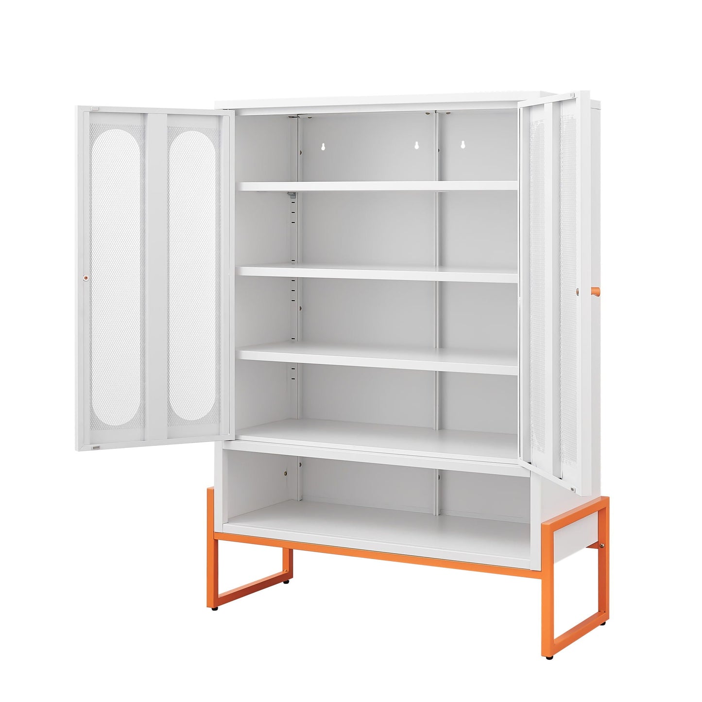 Modern Metal Shoe Cabinet With DoublebSided Doors And Adjustable Partitions