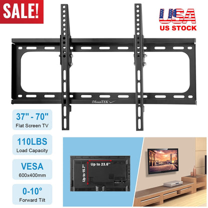 Tilt TV Wall Mount Bracket For 37-70in LED/LCD/PLASMA Flat TV VESA 600x400mm Tilting -10¡