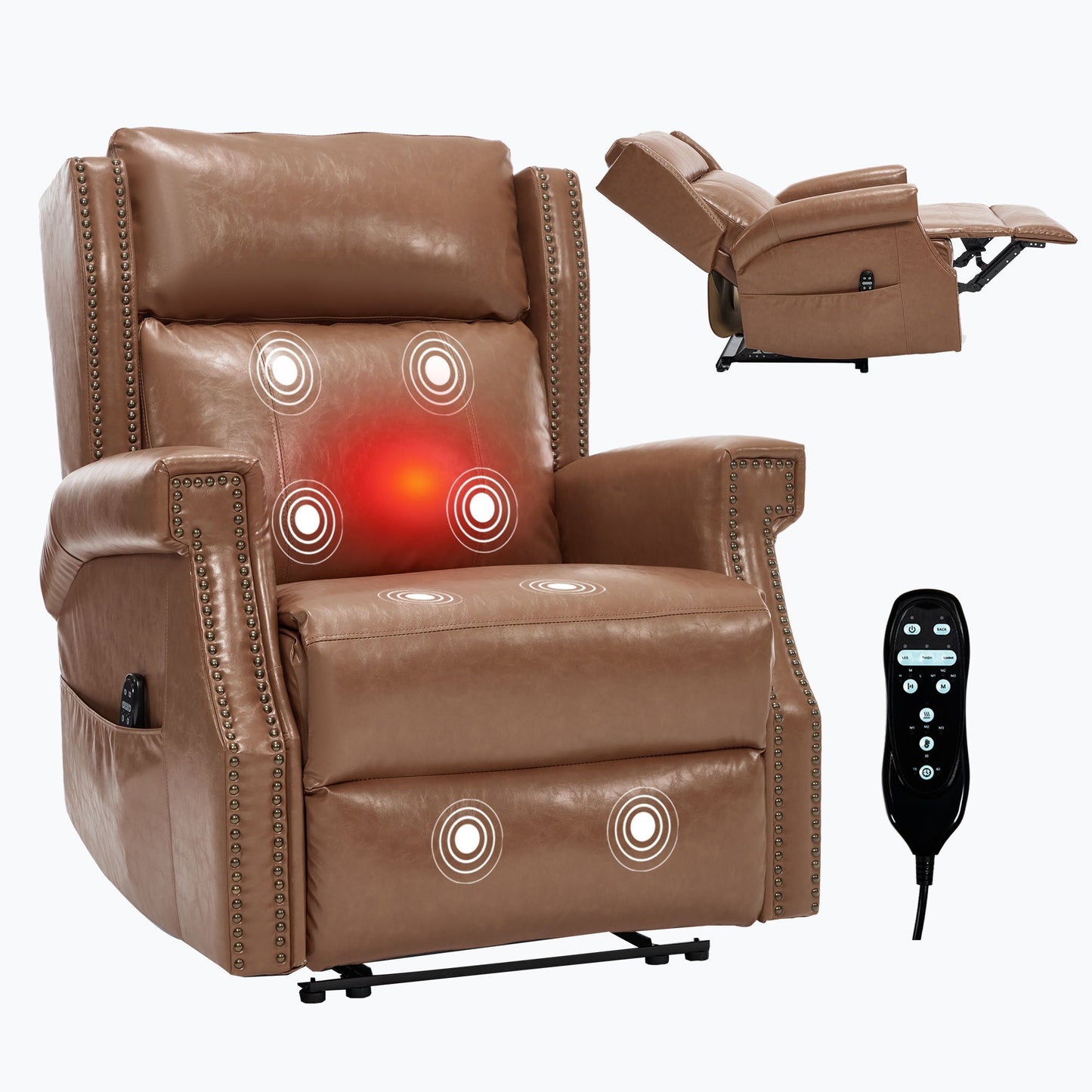 Manual Recliner Chair  With Heavy Duty Motion Mechanism, 8 Vibrating Nodes And 3 Massage Modes For Living Room