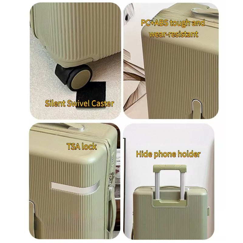 20 Inch 24 Inch Thick Luggage Compartment, Telescopic Pull Rod, Equipped With Three Handheld Handles, TSA With Phone Holder, Universal Silent Wheels, Sturdy And Durable