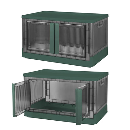 2Pcs 32L Foldable Storage Bins with Lid Collapsible Stackable Closet Organizer Containers with Front Door Lock 4Pcs Wheels
