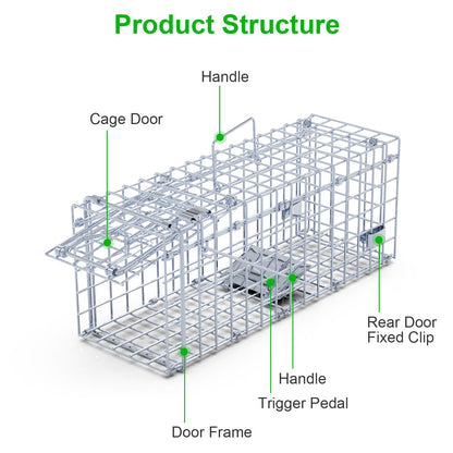 2Pcs Foldable Rat Trap Cage Humane Live Rodent Trap Cage Galvanized Iron Mice Mouse Control Bait Catch with Detachable L Shaped Rod For Kitchen Garden