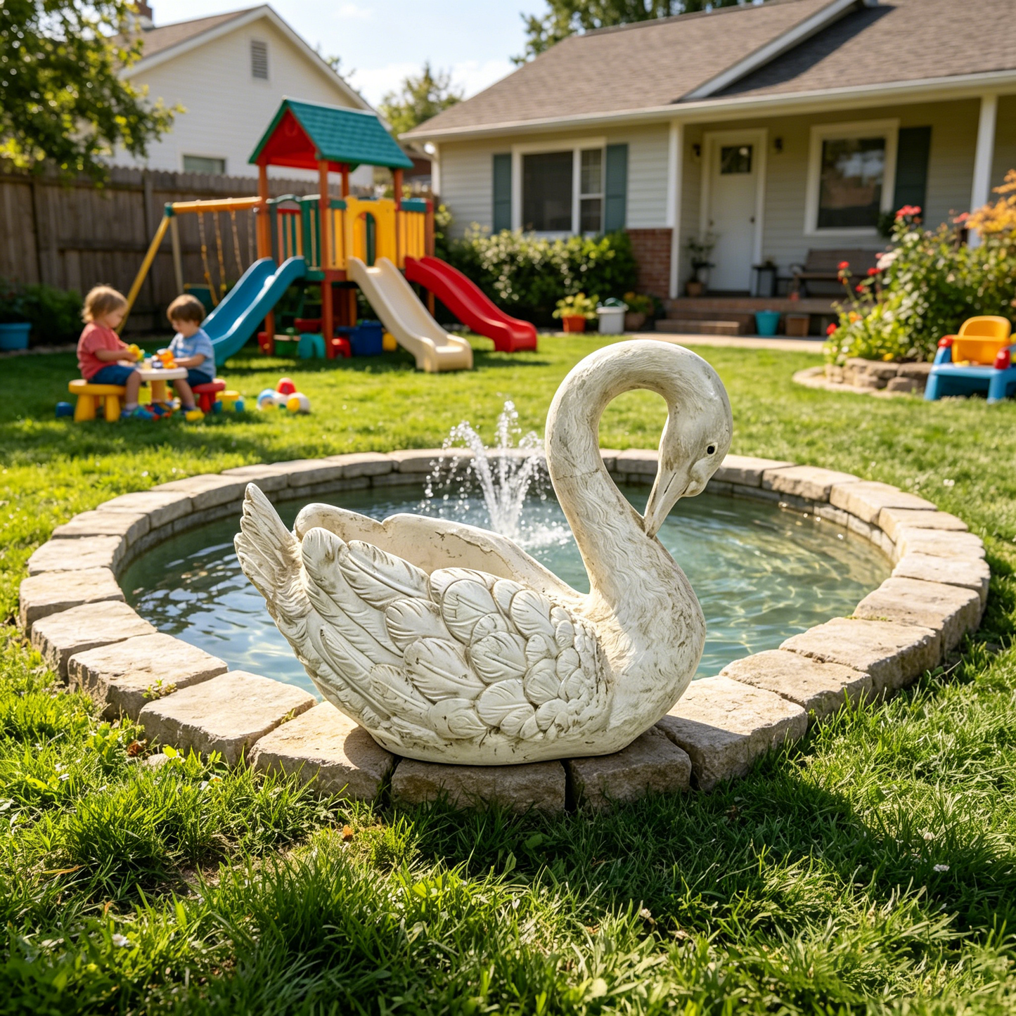 12.8'' Tall Vintage Swan Statue Planter