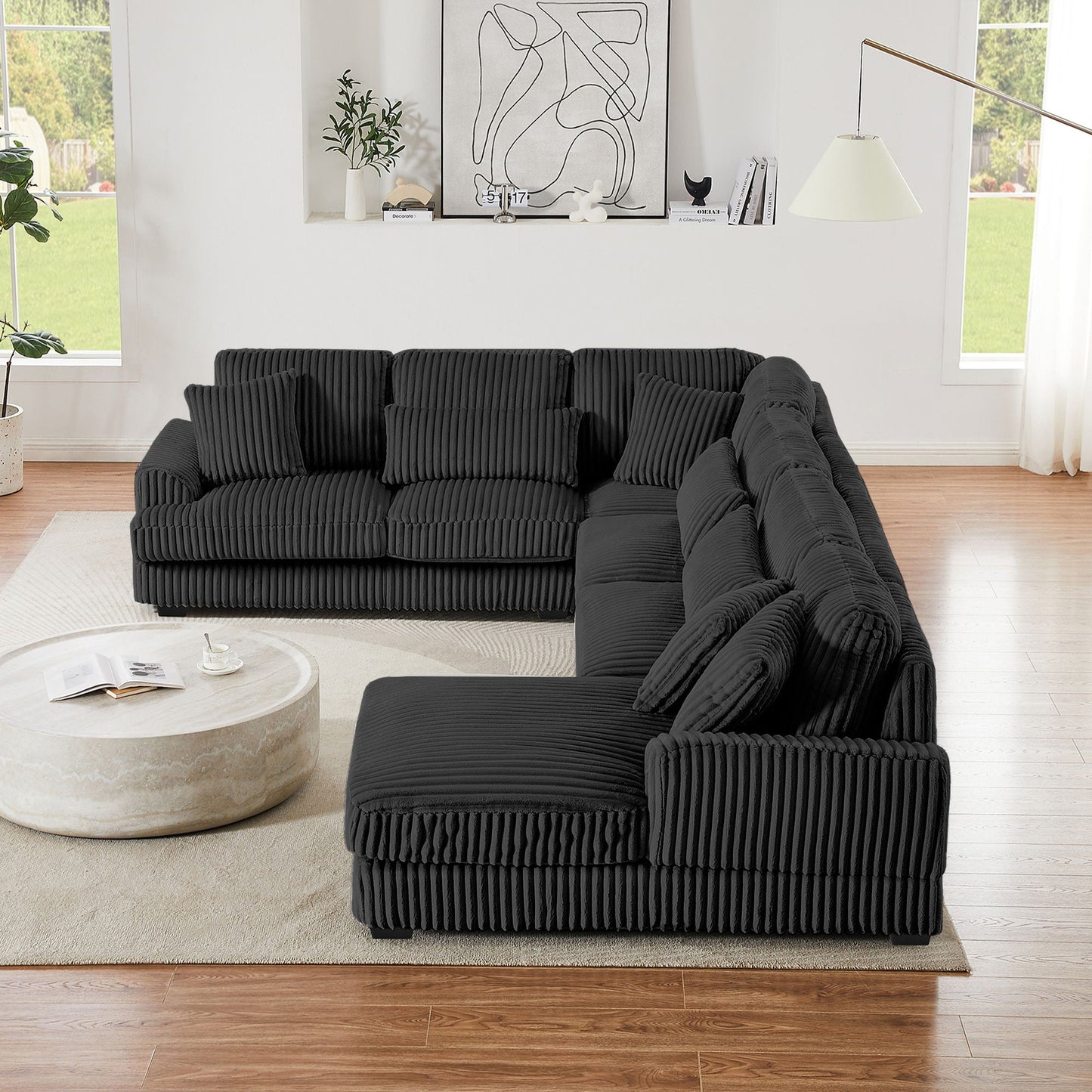 Oversized Sectional Sofa U - Shaped Sofa Couch Modern Sofa Upholstered In Soft With A Chaise Lounge For Living Room