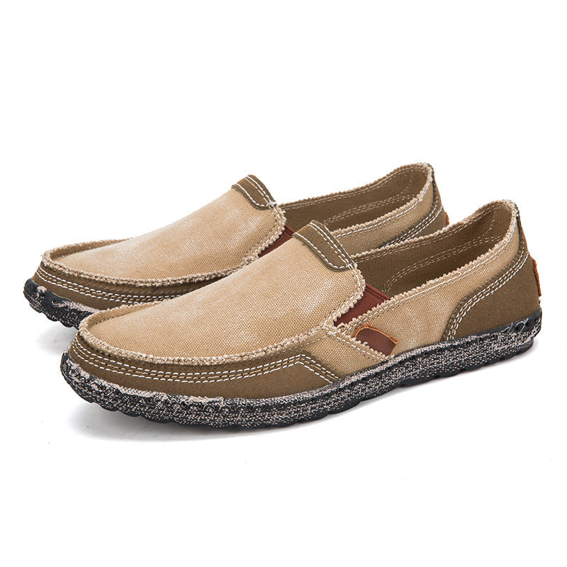 Mens Casual Canvas Loafer Shoes Fashionable Washed Denim