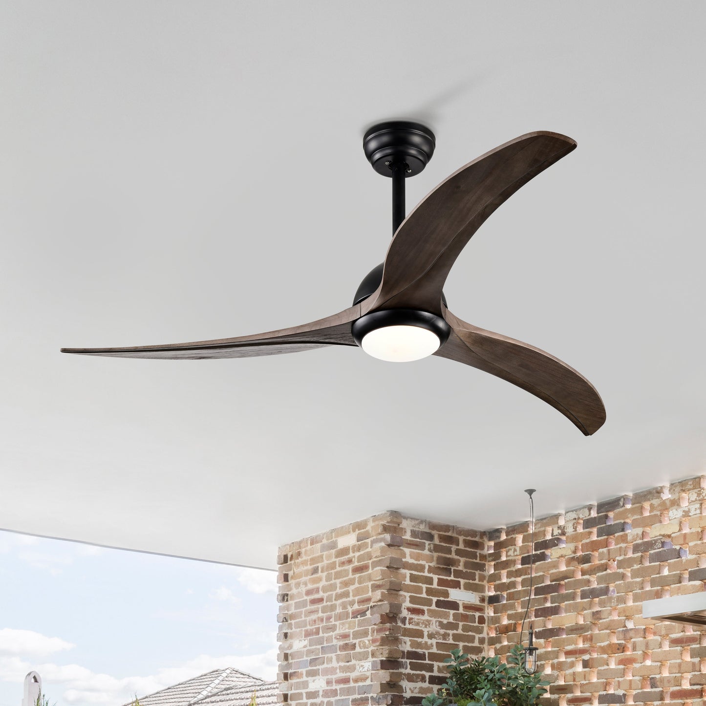 52" Solid Wood Blades Ceiling Fan with Light and Remote Control