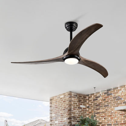 52" Solid Wood Blades Ceiling Fan with Light and Remote Control