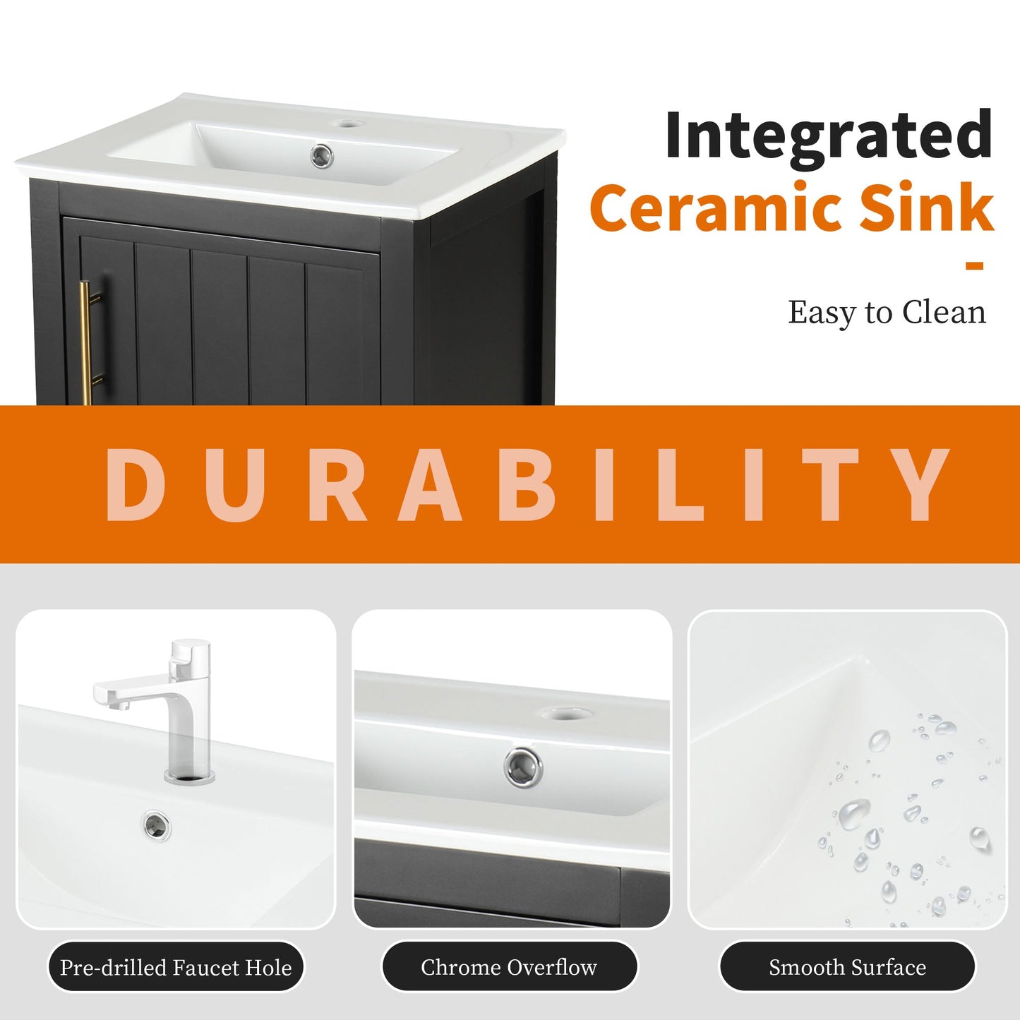 20" Bathroom Vanity with Sink and Storage Rack