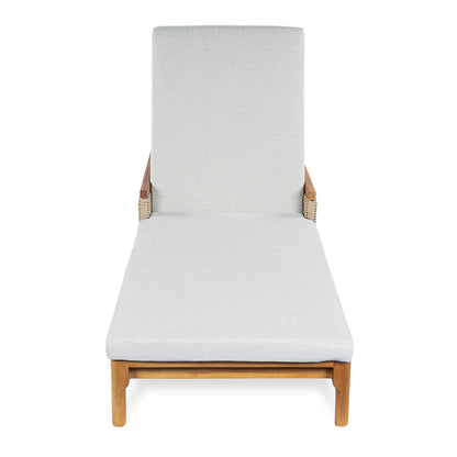 76.8" Solid Acacia Wood Sun Lounger Set of 2 with Grey Cushions