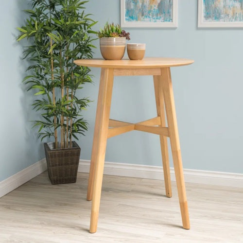 Mid-Century Modern Round Bar Table – 42" High Bar Table with Tapered Legs