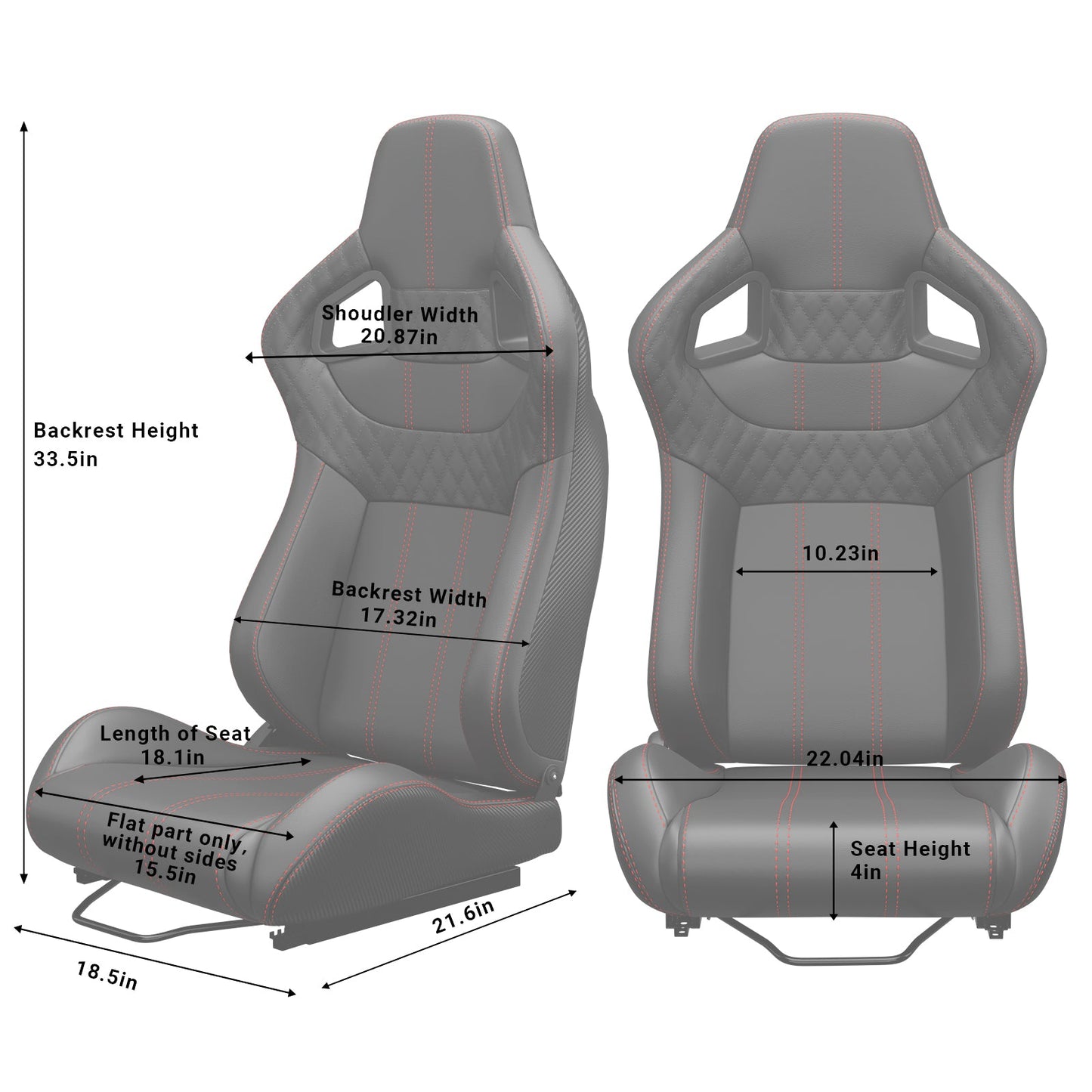 2PC Universal Bucket Racing Seats