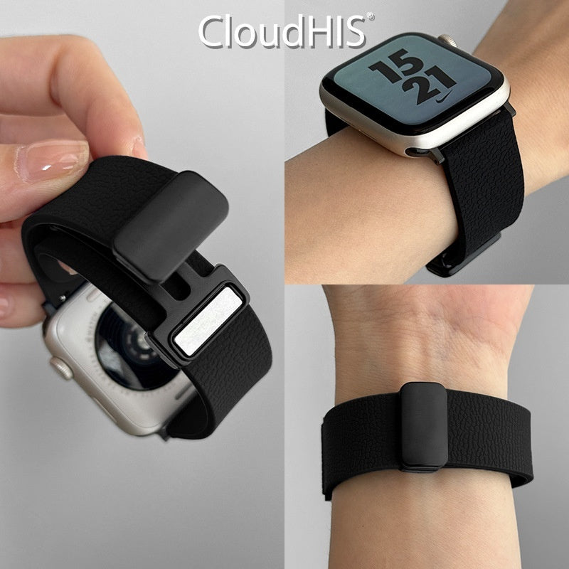 Lychee-pattern Silicone Magnetic Sports Watch Strap