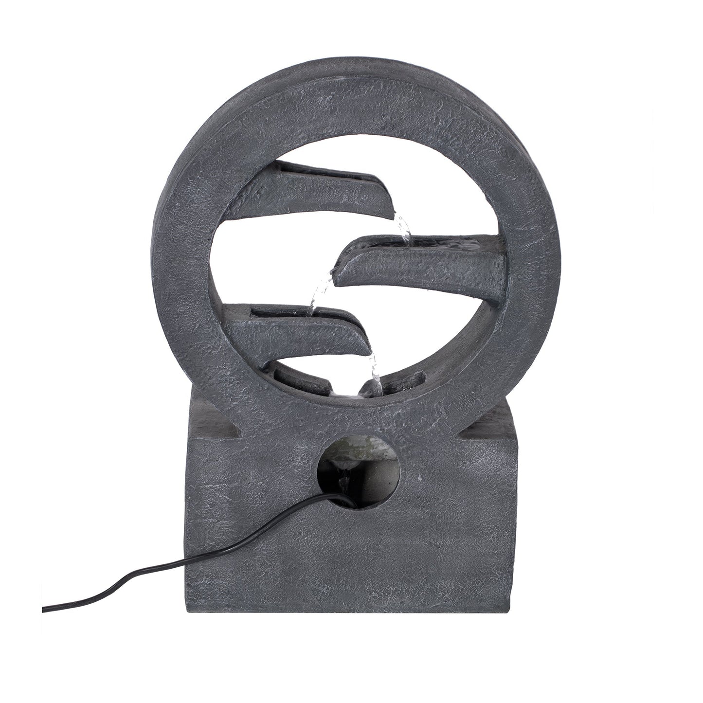 26.77'H Gray Circular Polyresin Outdoor Water Fountain with LED Light