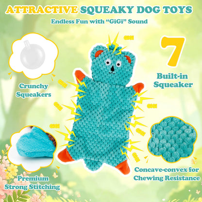 No Stuffing Squeaky Dog Toys For Samll Medium Large Breeds, 3 Pack Durable Plush Puppy Chew Toys For Teething And Boredom, Interactive Dog Toy To Keep Them Busy