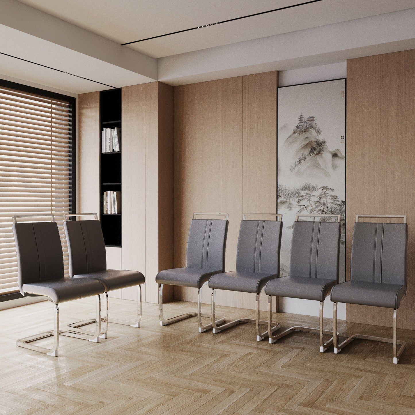 Modern Dining Chairs With Padded Seat, High Back