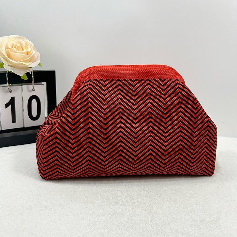 Womens Knitted Bag Striped Clutch