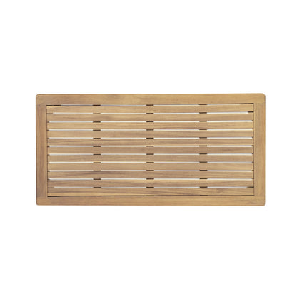 Outdoor Acacia Wood Loveseat with Coffee Table, Light Teak Frame