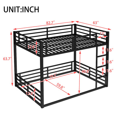 Metal Queen Over Queen Bunk Bed for Teens and Adults