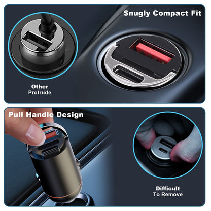 2Pcs 100W USB Type-C Car Charger QC4.0 PD3.0 USB Fast Charging Adapter Dual Port Car Cigarette Lighter Compatible with iPhone14/13/12 IPad Samsung