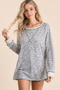 BiBi Leopard Round Neck Long Sleeve T-Shirt