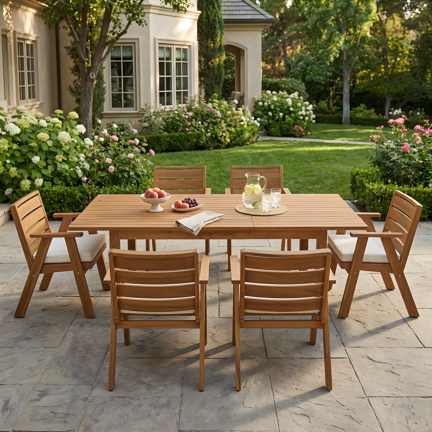 7 Pieces Acacia Wood Outdoor Dining Set