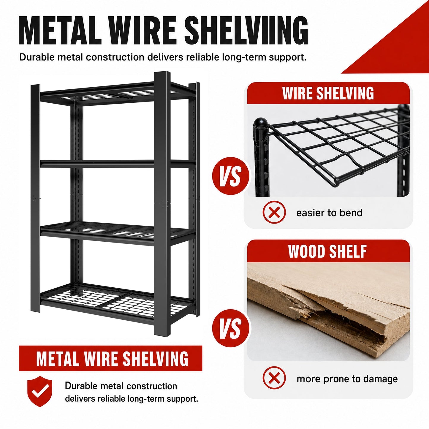 60"H 4-Tier Adjustable Heavy Duty Shelving Metal Mesh Storage Rack