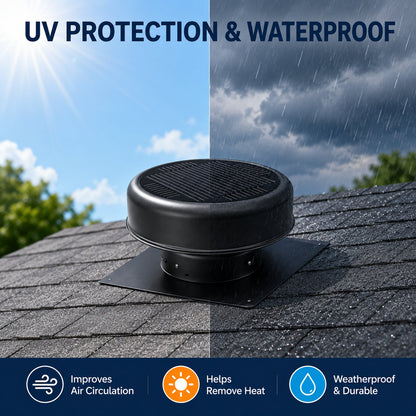 12" Flush Mount Round Solar Roof Vent Fan, 30W Dual Power