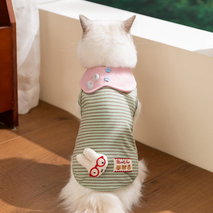 Breathable Thin-Style Striped Tank Top For Cats
