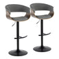 Vintage Mod - Mid Century Modern Adjustable Height Barstool With Swivel & Rounded T Footrest (Set of 2)