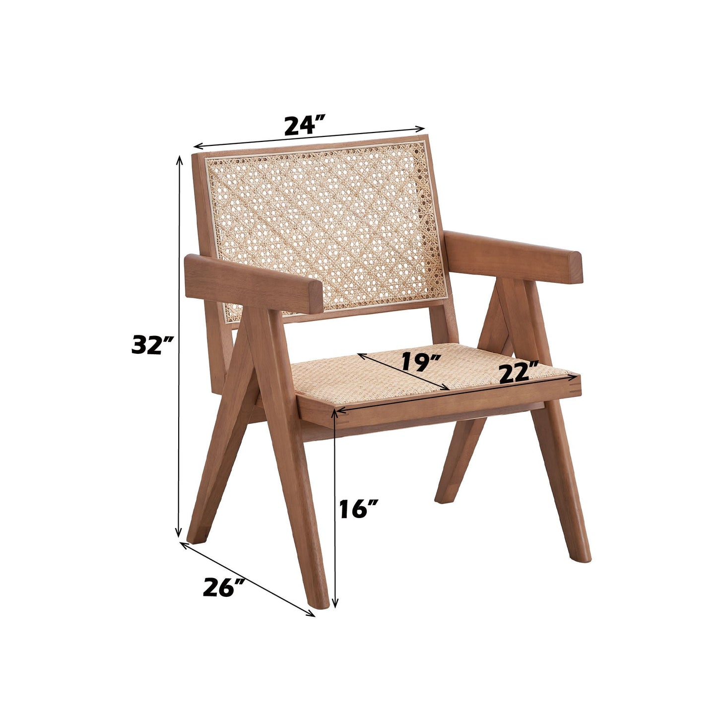 Armchair And Matching Square End Table, 2 Piece Living Room Set - Natural
