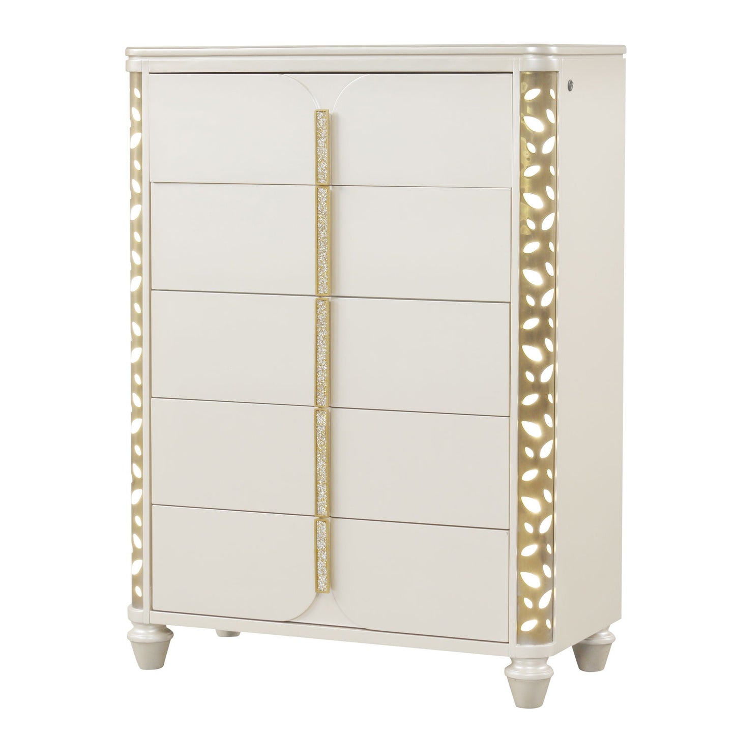 Cinderella - Chest With LED Accents And 5 Storage Drawers - Beige