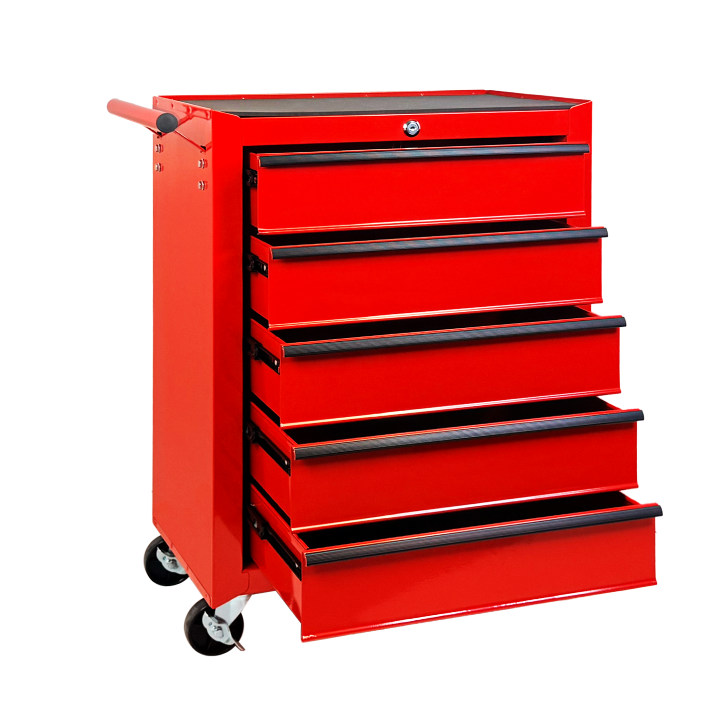 Rolling Metal Tool Chest with 5 Drawers, 20" Steel Cabinet - Red