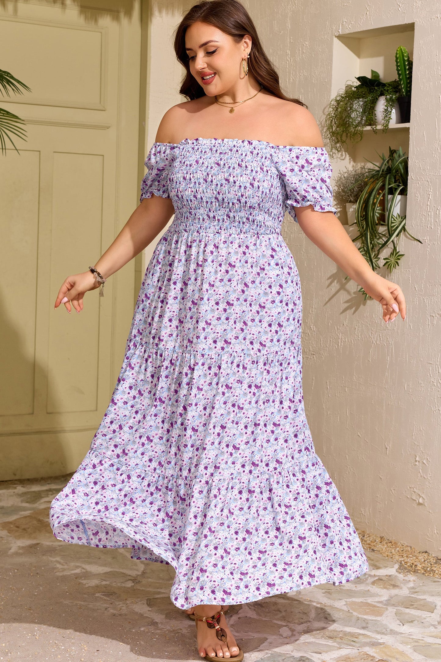 Kelsey Square Smocked Maxi PLUS Dress