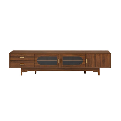 Modern TV Stand With Fluted Glass Doors & 2 Drawers
