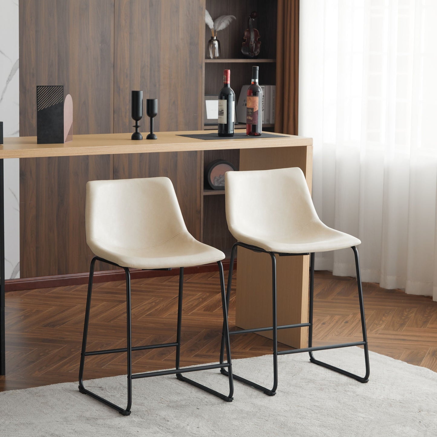 Vintage Style Armless Industrial Counter Stool Set of 2