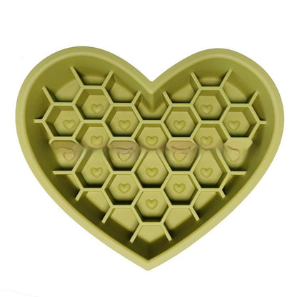 Honeycomb Heart-shaped Edible Silicon Easy To Clean And Durable Dog Bowl
