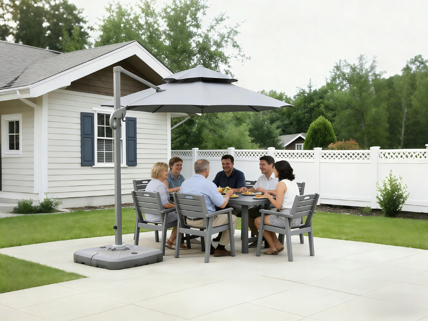 HDPE Outdoor Patio Dining Set - Table and Six Chairs
