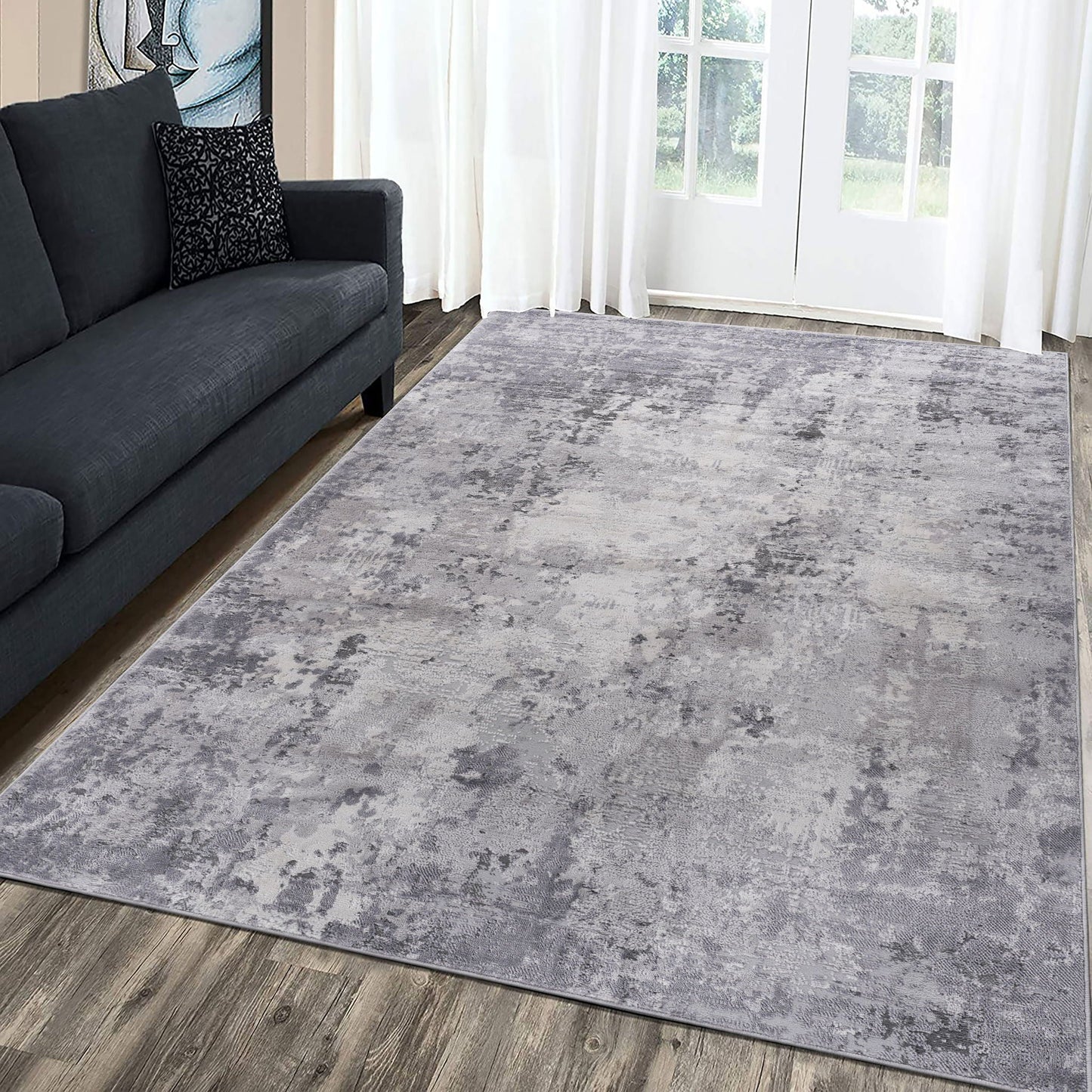 Marfi 6' x 9' Abstract Area Rug - Light Gray