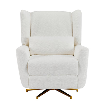Power Recliner Chair Swivel with Boucle Upholstery and 360° Swivel