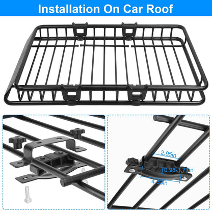 63x39x6.3in Universal Roof Rack Cargo Carrier Car Top Luggage Holder Basket withÊHook Strap Elastic Net
