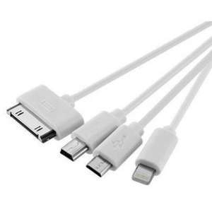 4-in-1 Multi-Function Data Cable for iPhone 6, 6s, 4, 4s & Android Devices - Fast Charging & Data Transfer